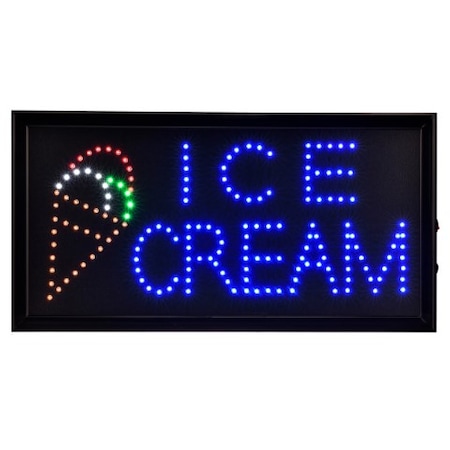 Alpine Industries 19" x 10" LED Rectangular Ice Cream Sign with Two Display Modes, PK2 ALP497-13-2pk
